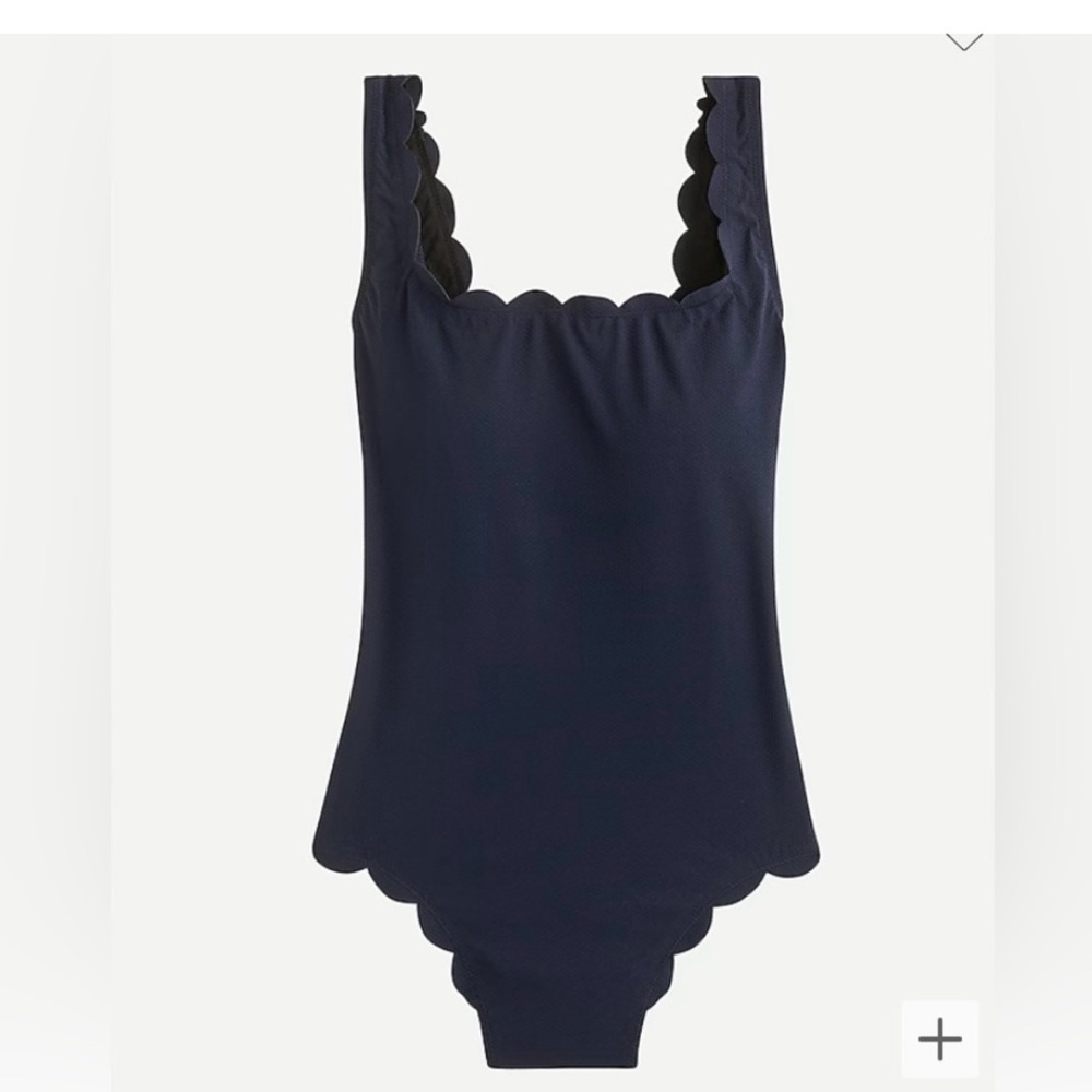 J. Crew Navy Scalloped One-Piece Swimsuit Size 10